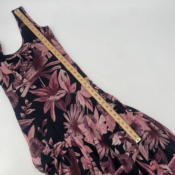 Style Midnight Velvet Dress Size Medium Midi Dress Floral Fairy Sharkbite Hem - Picture 11 of 13